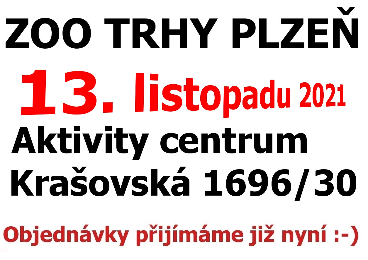 ZOO Trhy v PLZNI 13. listopadu 2021 Aktivity centrum Krašovská 1696/30, Plzeň